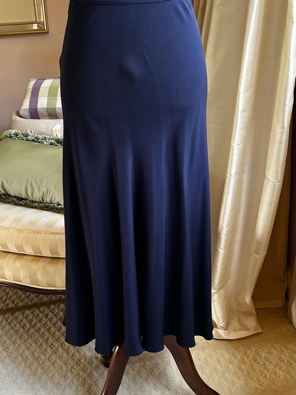NWT Vintage Ralph Lauren Blue Label Nautical Silk Matte Jersey Skirt